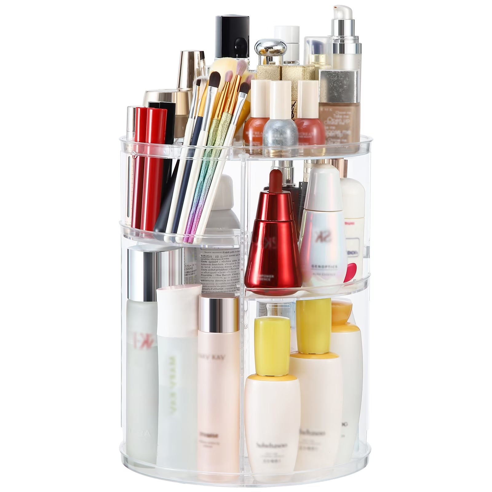 360 Rotating Makeup Organizer and Storage,  Spinning Cosmetic Organizer with 6 Adjustable Layers, Fits Skincare, Perfume, Clear Acrylic