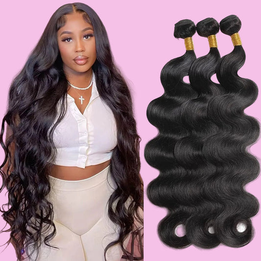 Body Wave Bundles Human Hair 18 20 22 Inch 10A Brazilian Body Wave Human Hair Bundles 100% Unprocessed Full and Thick