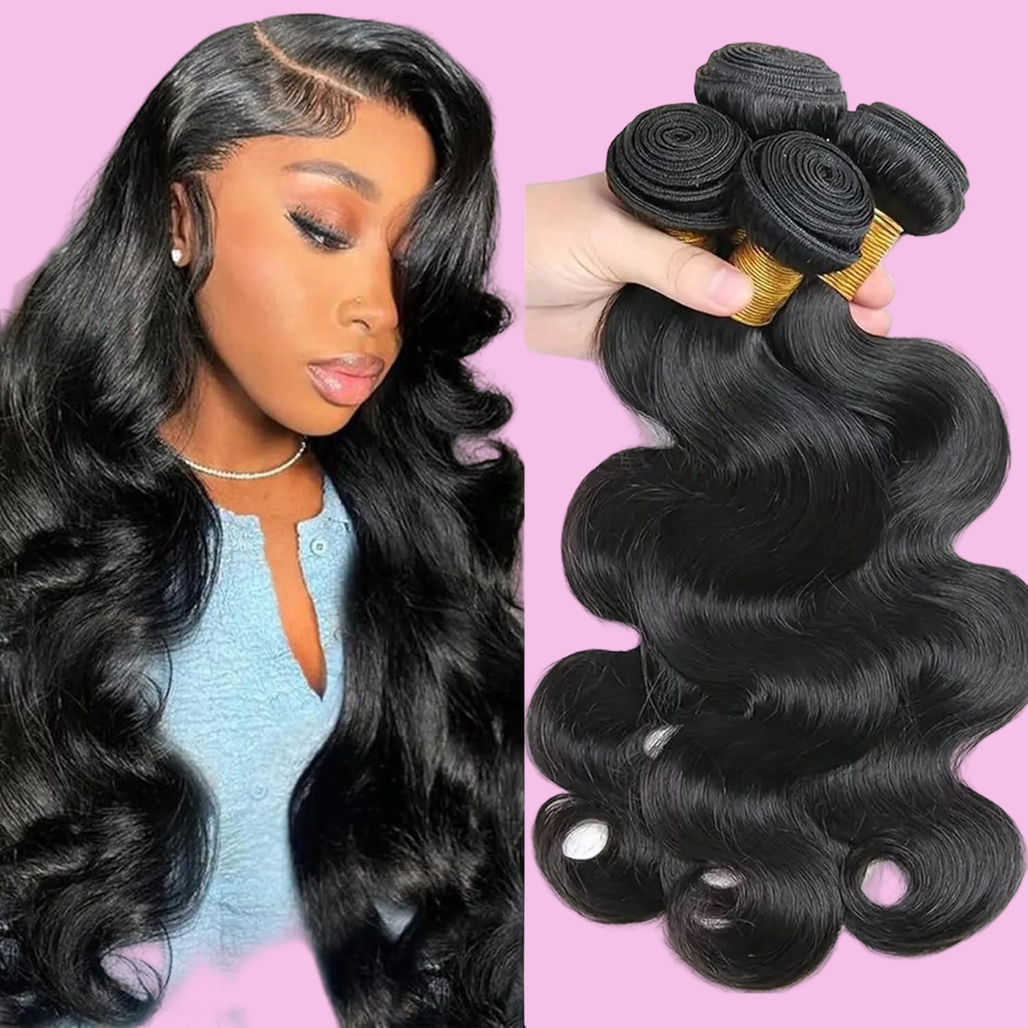 Human Hair Bundles 16 18 20 22 Inch Body Wave Bundles Human Hair 12A 100% Unprocessed Brazilian Virgin Human Hair 4 Bundles Human Hair Body Wave Human Hair Bundles Natural Color Human Hair Extensions