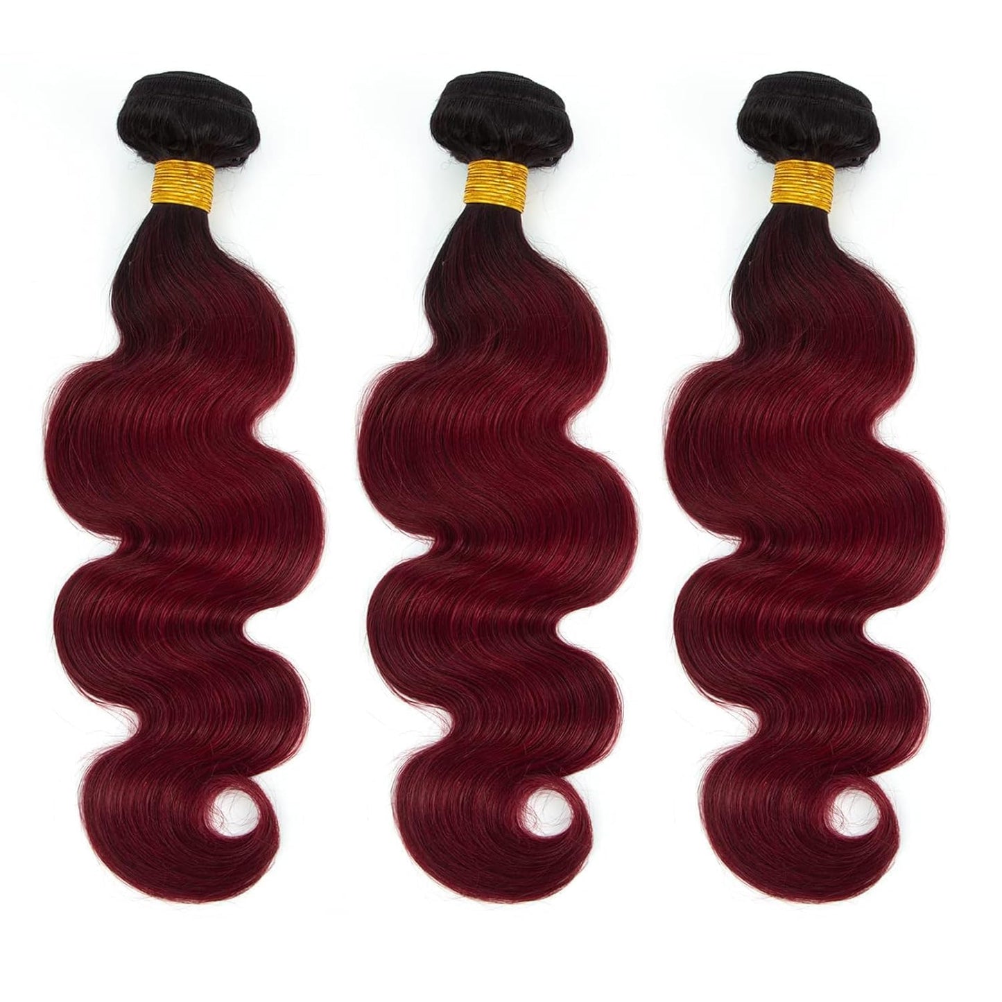 1B/99J Ombre Body Wave Bundles Human Hair 3 Bundles Human Hair Body Wave 100% Unprocessed Brazilian Virgin Hair(1B/99J-Bb-26 28 30Inch)